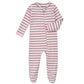 Aablexema Baby Footie Pajamas With Mittens - 3Pcs Infant Footed Sleeper Cotton Sleepwear Outfits(Pink/Grey/Stripe,9-12M)