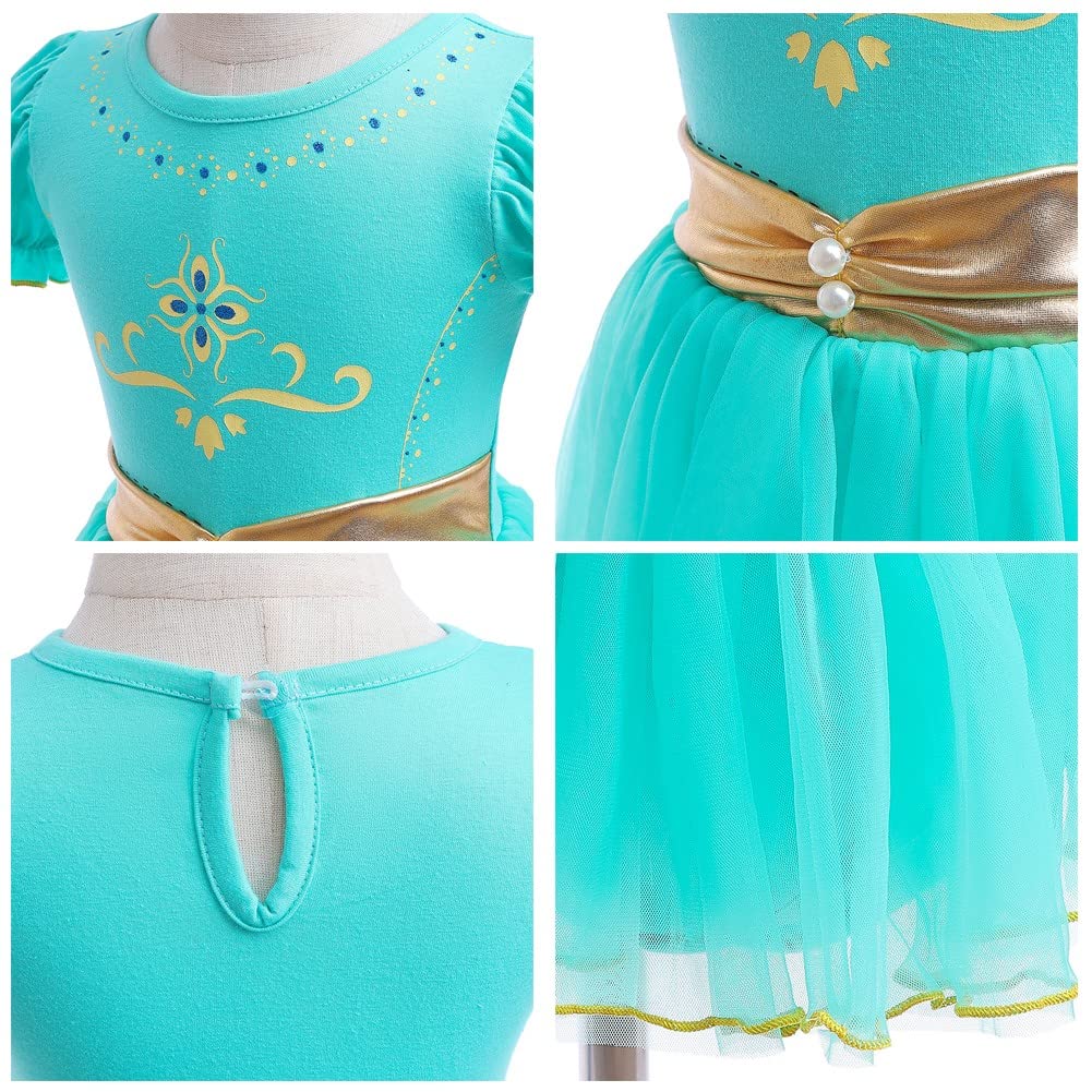 Fmyfwy Baby Girls Jasmine Princess Aladdin Costume Halloween Christmas Birthday Romper Tutu Dress W/Headband 80