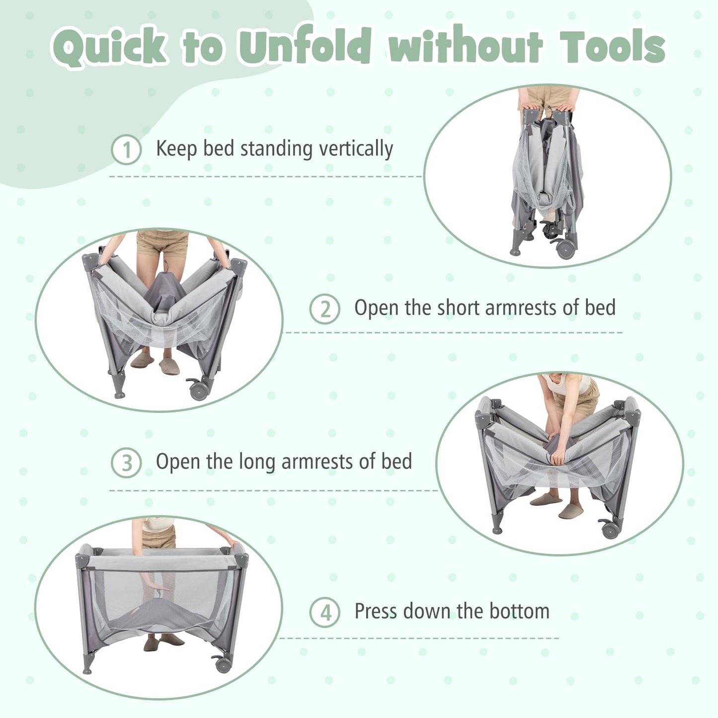 Honey Joy Pack And Play With Bassinet, 4-In-1 Baby Playard With Changing Table & Removable Infant Full-Size Bassinet, Diaper Sto