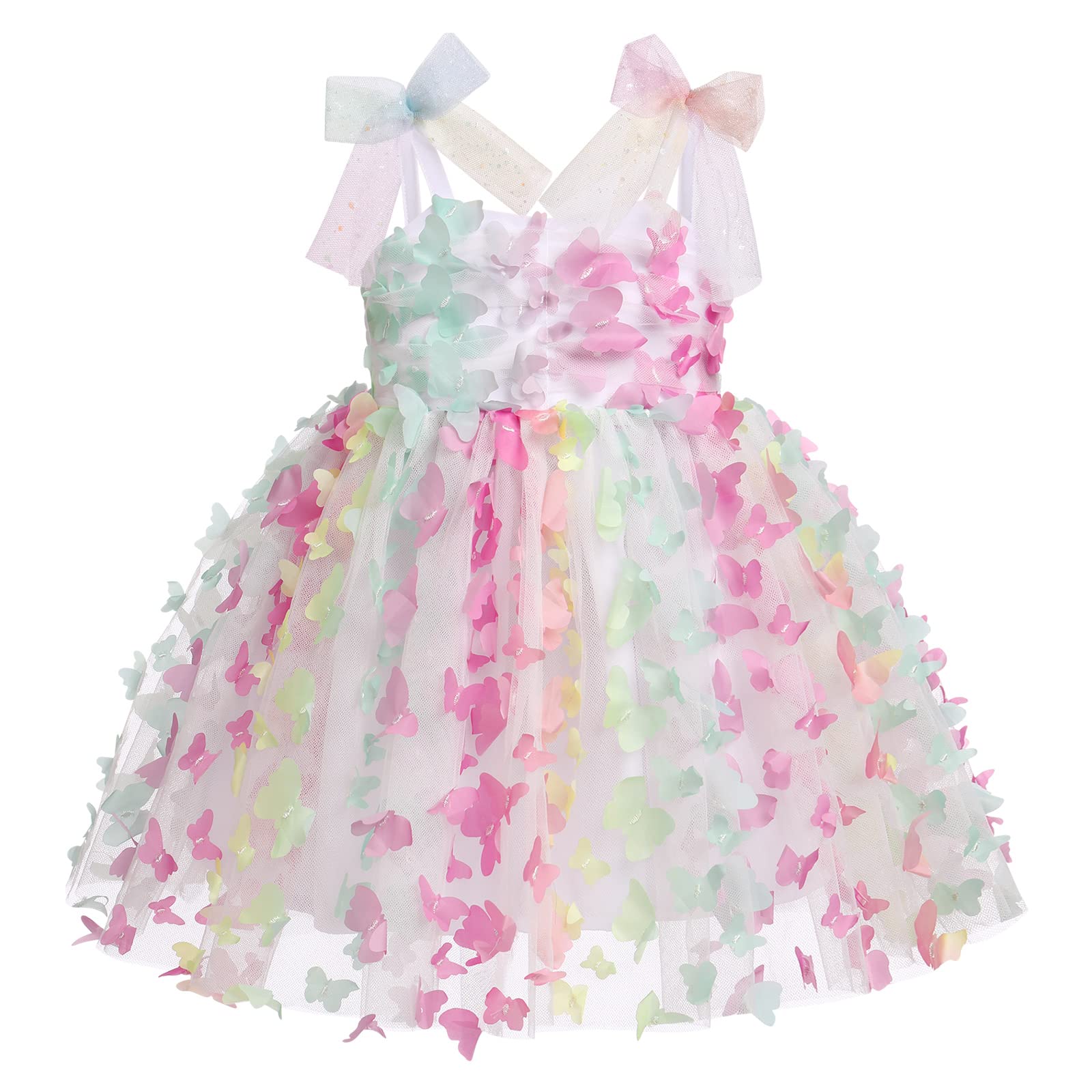 Idopip Baby Girls Colorful Butterfly Tutu Dress Summer Sleeveless Back – Cutebab WBBAPB0C77PW1Y1