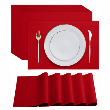 Disposable Red Paper Placemats For Dining Table - 100-Pack 18' X 12' Cloth-Like Rectangle Paper Placemats For Christmas, Baby,