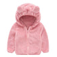 Aiwuhe Toddler Boys Girls Hooded Jacket Baby Fleece Hoodie Winter Warm Solid Color Coat Zip-Up Bear Ear Sweater Fall Thick Cloth