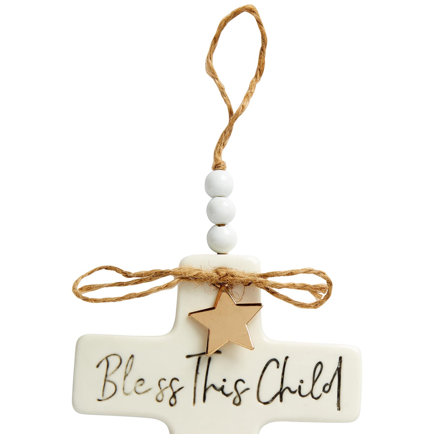 C.R. Gibson Bcc-21544 Bless This Child Ceramic Baby Cross Religious Nursery D  Cor, 4.5' W X 6.5' H, Multicolor