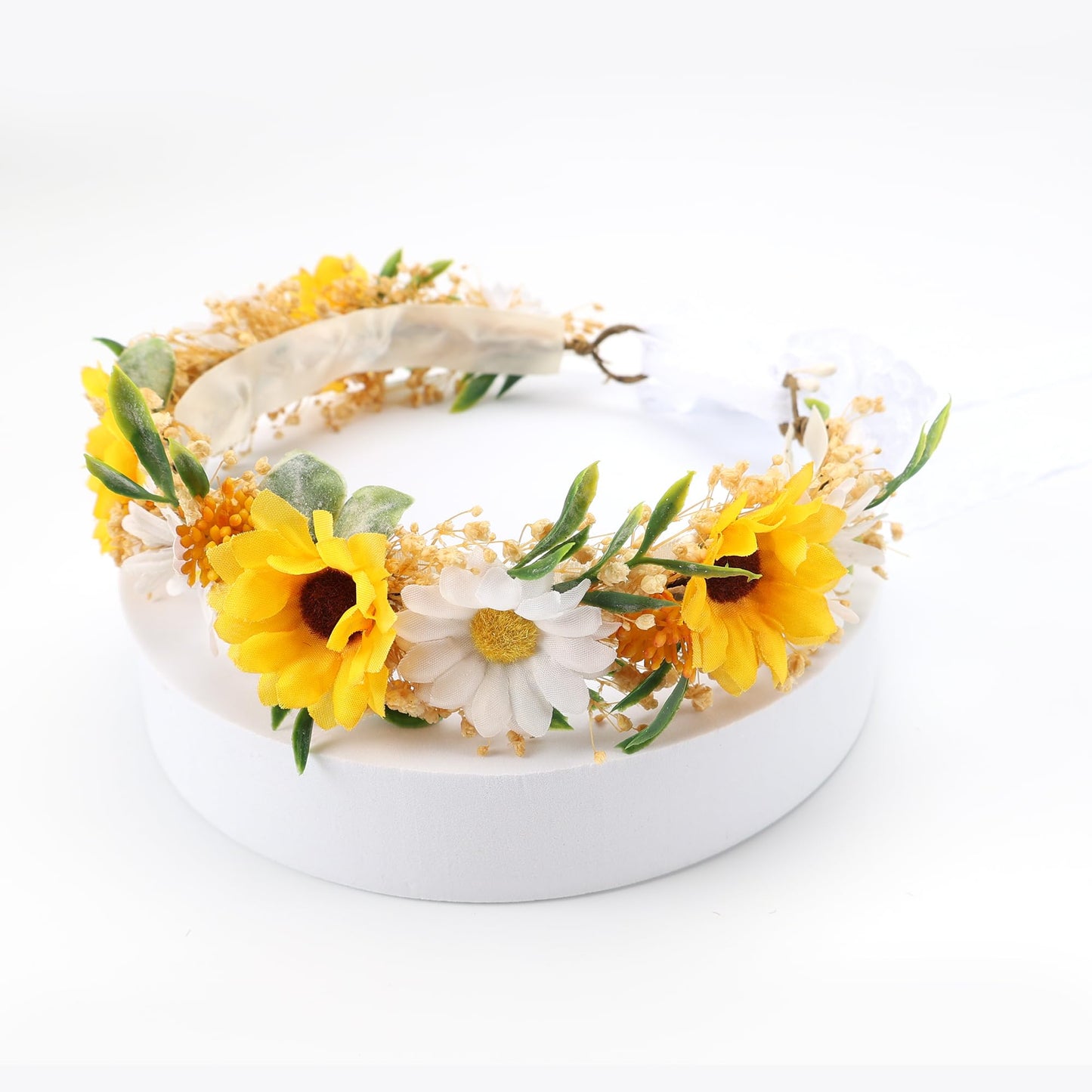 PoshMyra Sunflower Daisy Flower Crown for Toddler 1st Birthday Party Headpieces Midsummer Headband Baby Girls Hair Wreath Photo