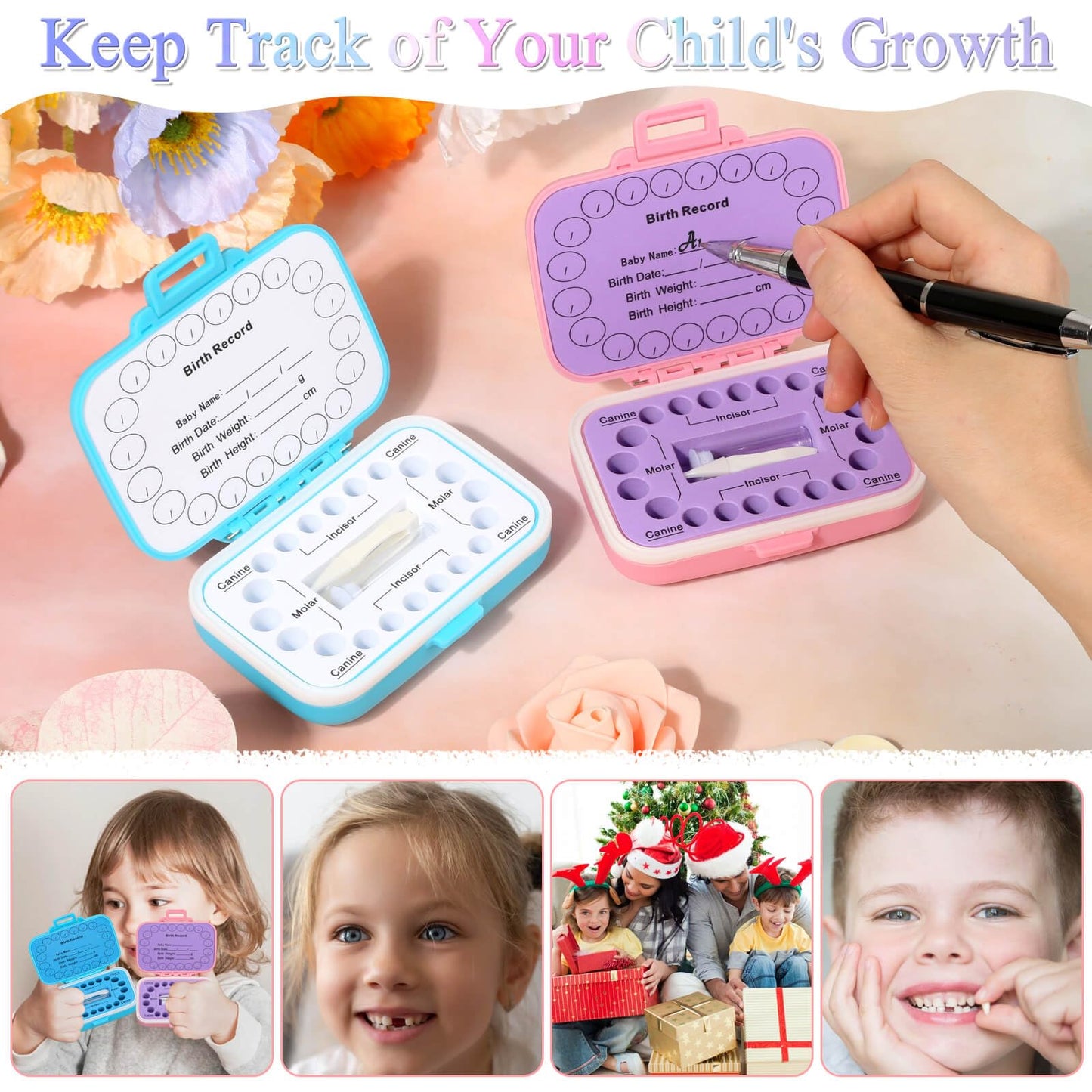 Caffox 2 Pack Tooth Holders For Kids Keepsake, Tooth Fairy Box, First Tooth Keepsake Box, Tooth Collection Container Boxes For L