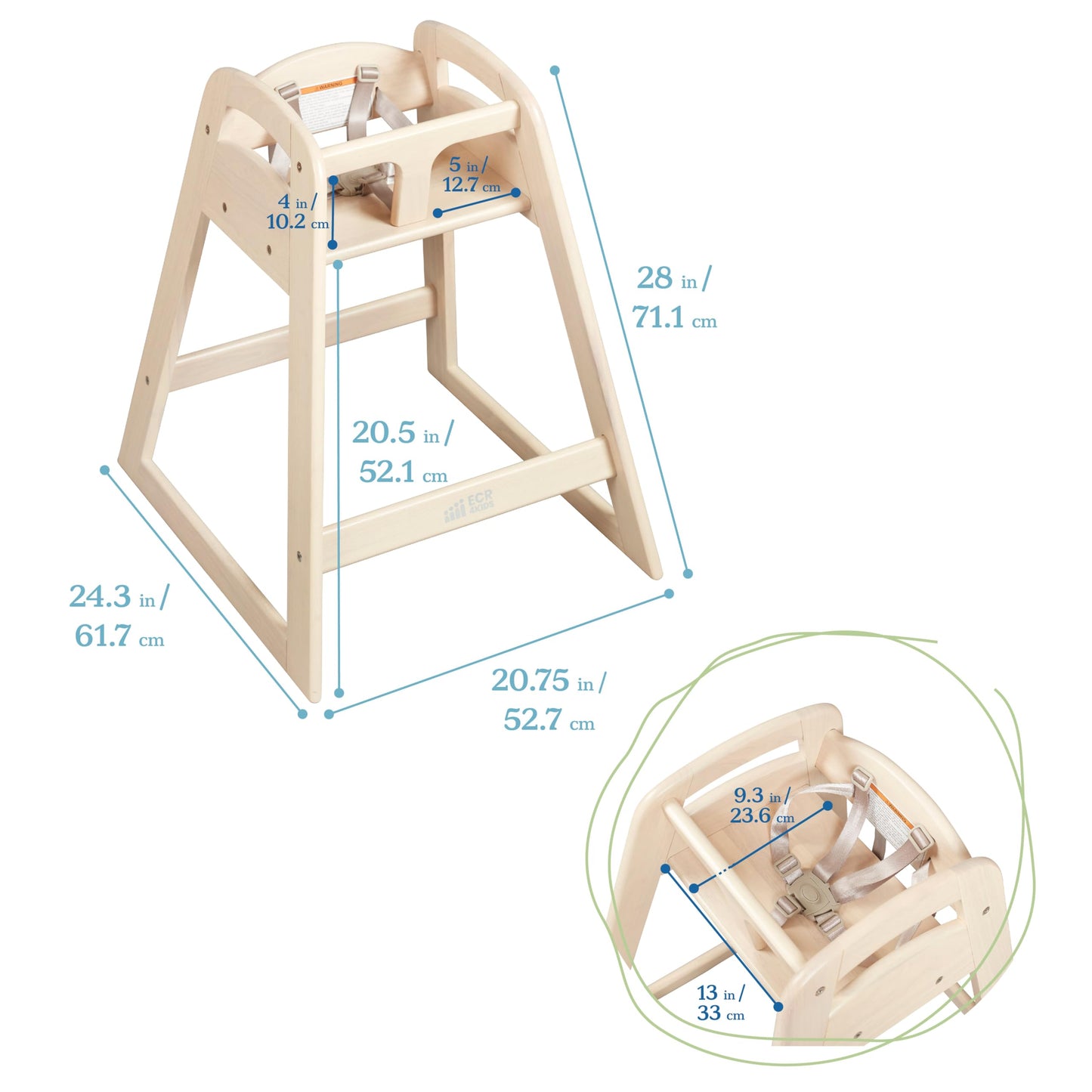 Ecr4Kids Asatt High Chair, Toddler Chair, Antique White