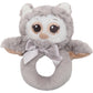 Bearington Baby Lil Owlie Plush Stuffed Animal Gray Owl Soft Ring Rattle, 5.5 - Newborn Toys