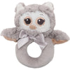 Bearington Baby Lil Owlie Plush Stuffed Animal Gray Owl Soft Ring Rattle, 5.5 - Newborn Toys