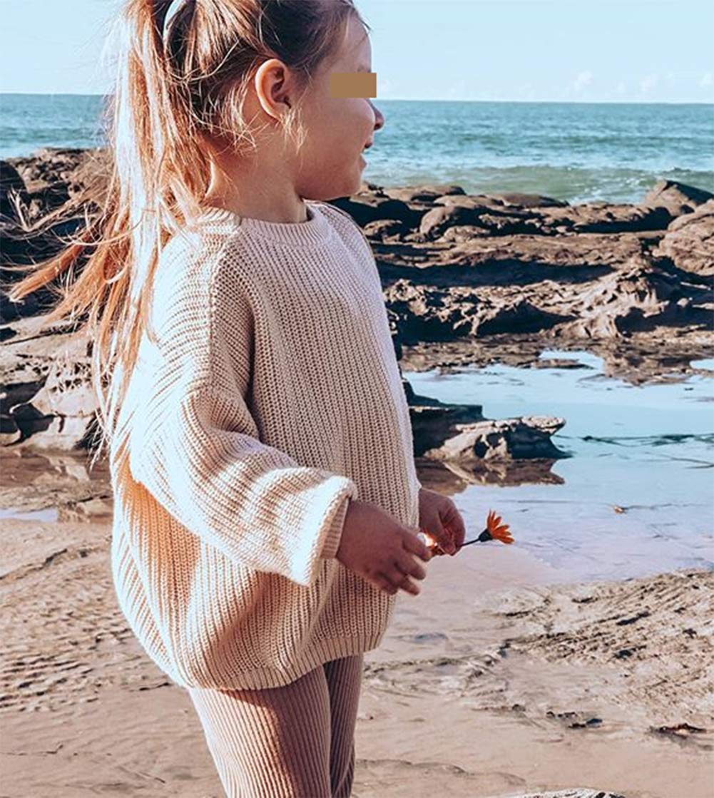 Toddler Baby Girls Knitted Sweater Fall Winter Warm Pullover Tops For Kids Boy Girl Outfits Clothes (6-12 Months, Beige New)