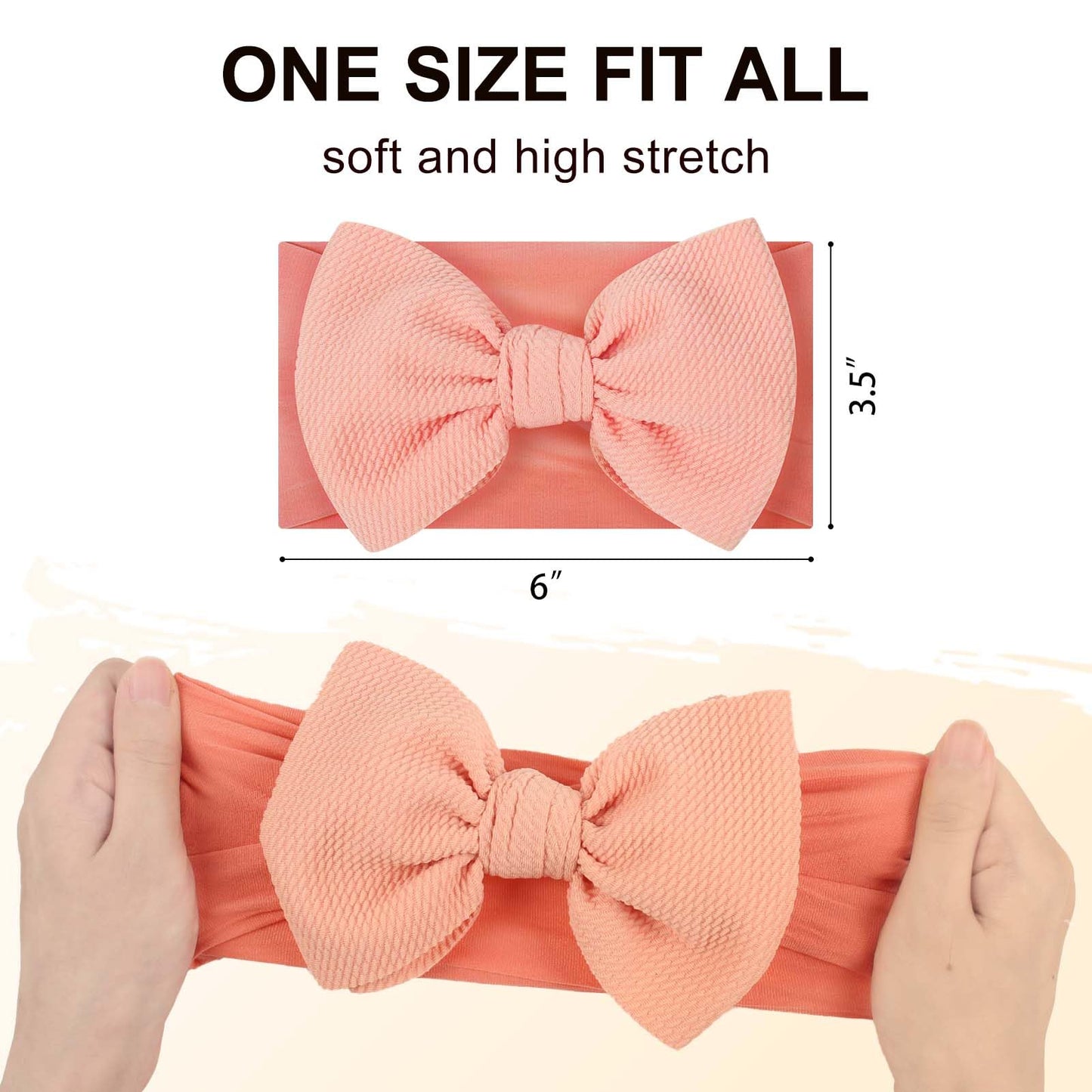 Oneninedream Handmade Large Knot Tied Bow Headband - Stretchy Nylon Soft Elastic Wide Headwraps For Newborns In 12 Colors