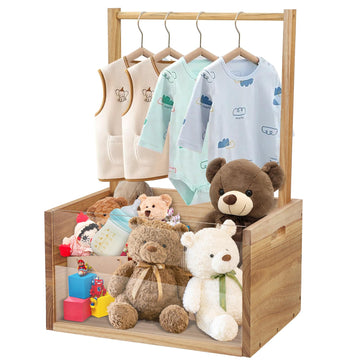 Orionstar Wooden Baby Shower Crate Closet, Baby Gift Basket With Handle, Baby Shower Basket Closet For Baby Clothes, Pregnancy G