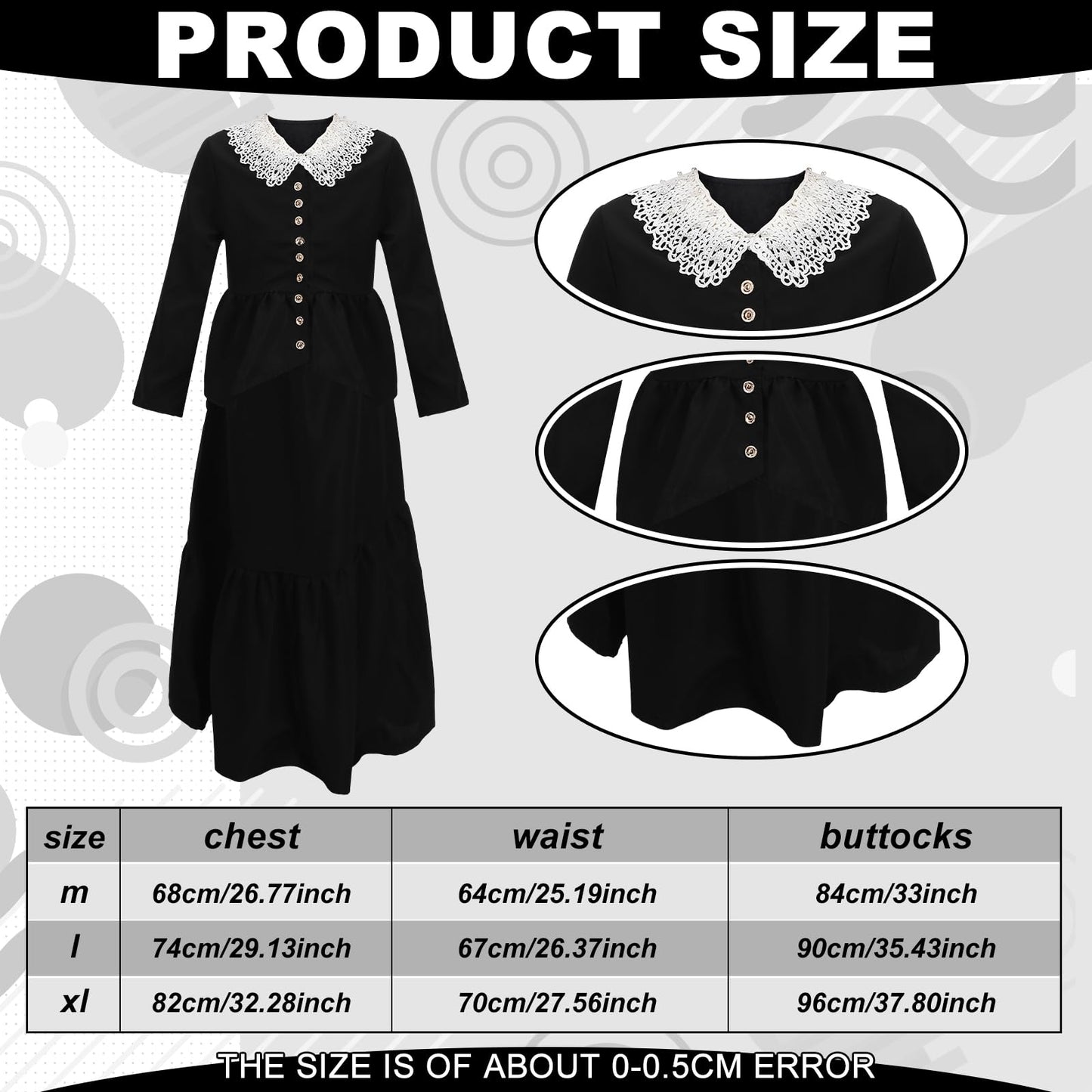 Panitay 6 Pc 1800S Colonial Costumes With Lace Cuffs Lace Collar Led Lantern For 100Th Day Of School Cosplay Party Girls Kids(Me