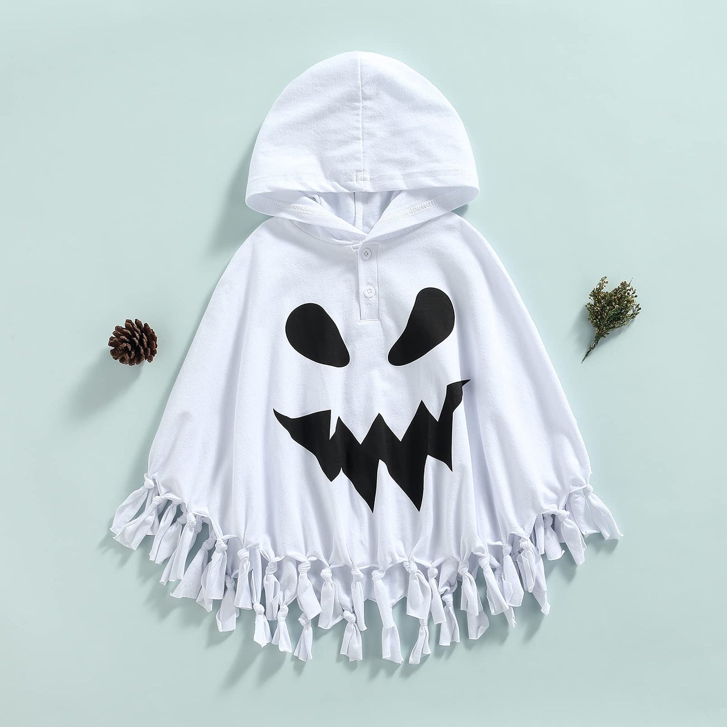 Wasaigood Infant Baby Halloween Cloak Toddler Kids Girls Boys Ghost Hooded Cosplay Clothes White Halloween Poncho Cape (White,12