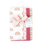 Hudson Baby Unisex Baby Cotton Flannel Burp Cloths, Creative Rainbow 4-Pack, One Size