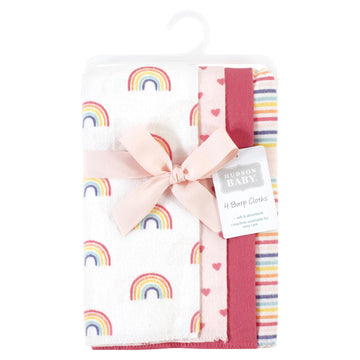 Hudson Baby Unisex Baby Cotton Flannel Burp Cloths, Creative Rainbow 4-Pack, One Size