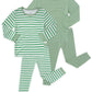 JunNeng Bamboo Viscose Pajamas for Toddler - Snug Fit Long Sleeve Striped Sleepwear for Boys & Girls 2 Sets, SageGreen+Striped 2