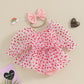 Amnnchya Baby Girl Valentines Day Outfit Heart Tulle Puff Sleeve Valentines Day Romper Dress Newborn Valentines Dresses (Pink, 0