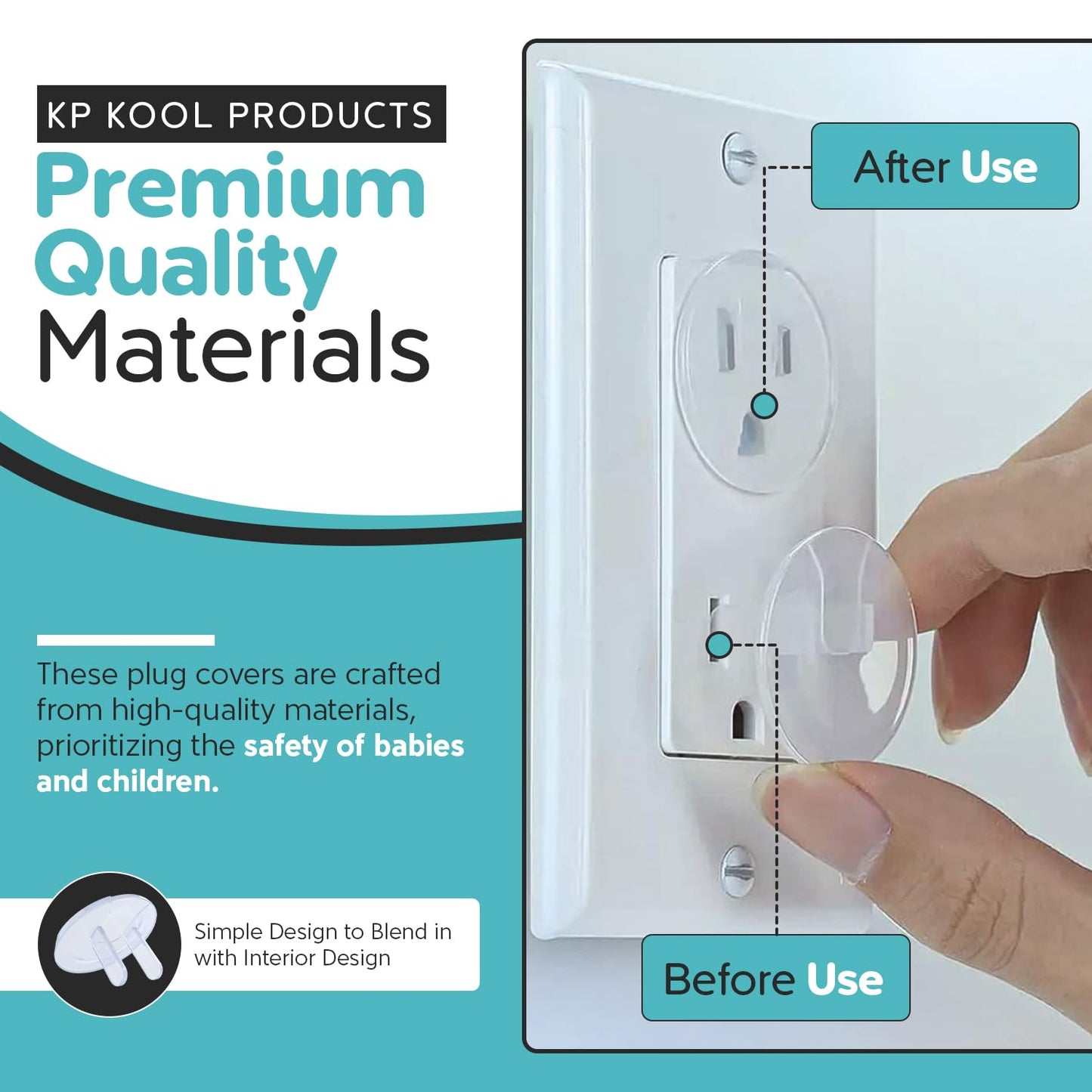 Kp Kool Products Plug Covers For Electrical Outlets - Socket Outlet Covers For Baby Proofing - Safety Plug Covers For Child'S Pr