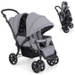 GLACER Foldable Twin Stroller, Double Baby Stroller w/Multi-Level Backrest, Canopy, Handle & Footrest, Safety Belt & Brake Syste