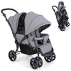 GLACER Foldable Twin Stroller, Double Baby Stroller w/Multi-Level Backrest, Canopy, Handle & Footrest, Safety Belt & Brake Syste