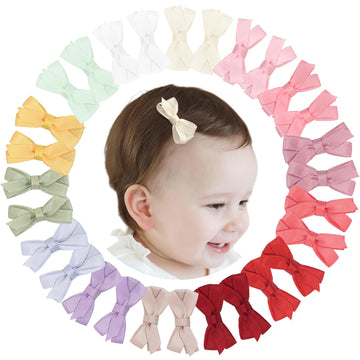 Ded 28Pcs 2.2' Fully Lined Baby Bows Hair Pins Tiny Hair Clips Fine Hair For Girls Infants Toddlers Set Of 14 Pairs
