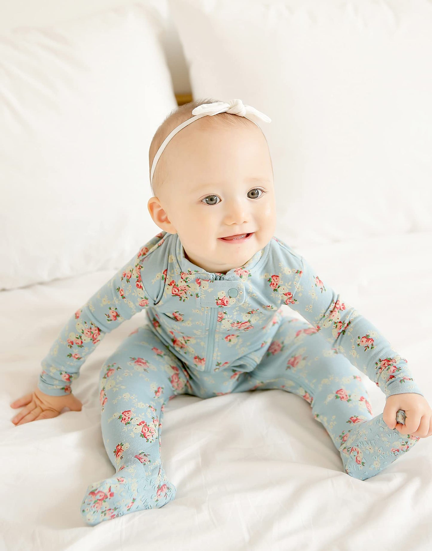 Vaenait Baby Toddler Boys Girls Solid Footie Pajama Cozy Modal Flowermint 24M