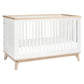 Babyletto Scoot 3-In-1 Convertible Crib With Toddler Bed Conversion Kit In White And Washed Natural, Greenguard Gold Certified