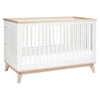 Babyletto Scoot 3-In-1 Convertible Crib With Toddler Bed Conversion Kit In White And Washed Natural, Greenguard Gold Certified