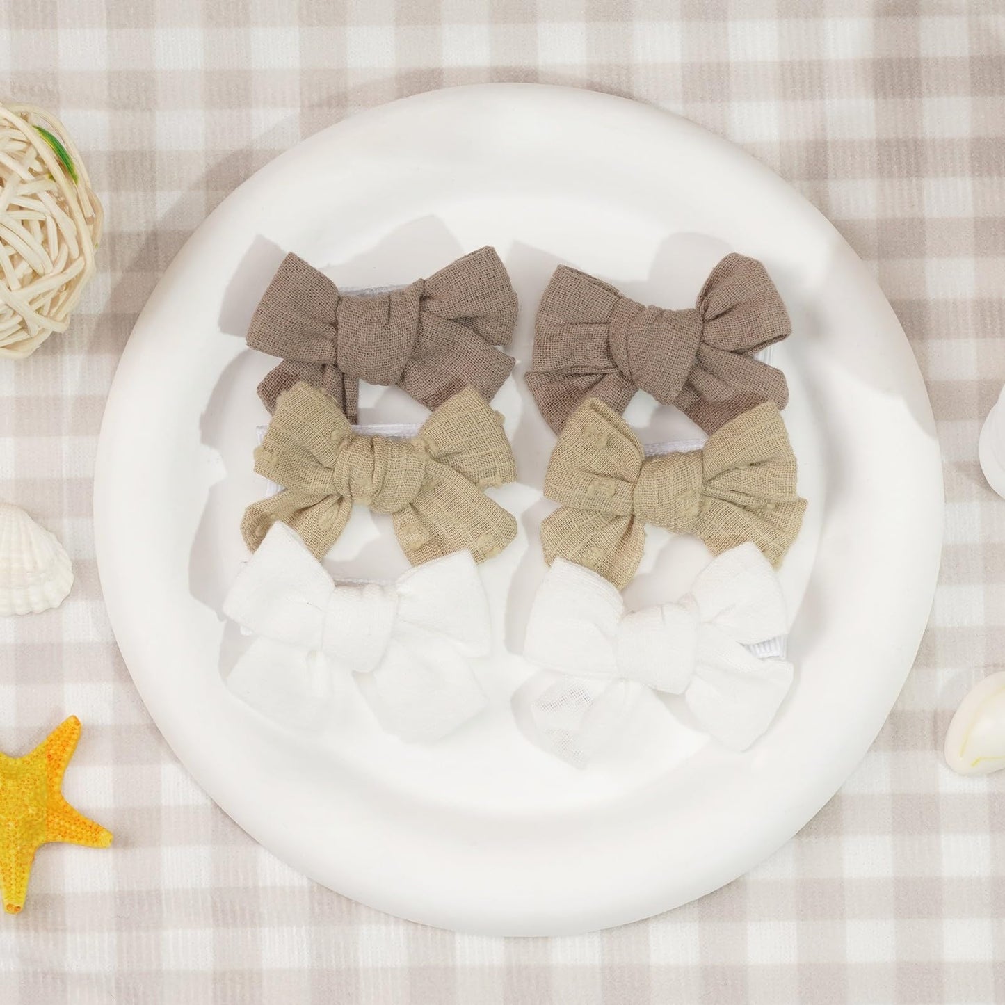 C?Llot 10 Pieces 2Inch Girls Hair Bows Linen Fabric Bows Alligator Clips Hair Accessories For Baby Toddlers And Infants(5 Pairs