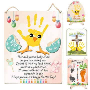 Diy Baby'S First Easter Handprint Sign, Baby First Easter Gifts For Babies Toddler, Baby Easter Crafts, Baby Handprints Keepsake