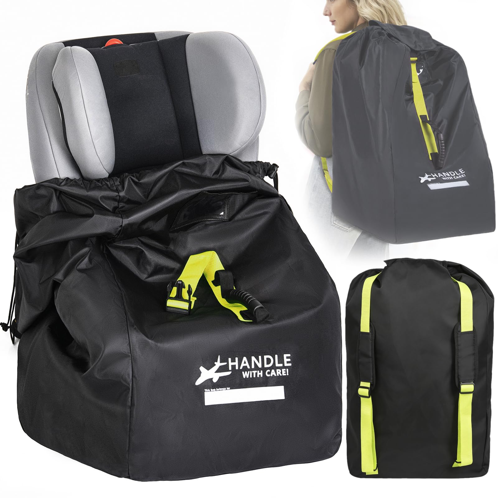 LASUK Car Seat Travel Bag for Airplane - Fits Infant Car Seats, Convertible Car Seats, Booster Seats, Car Seat Bases - for Worry