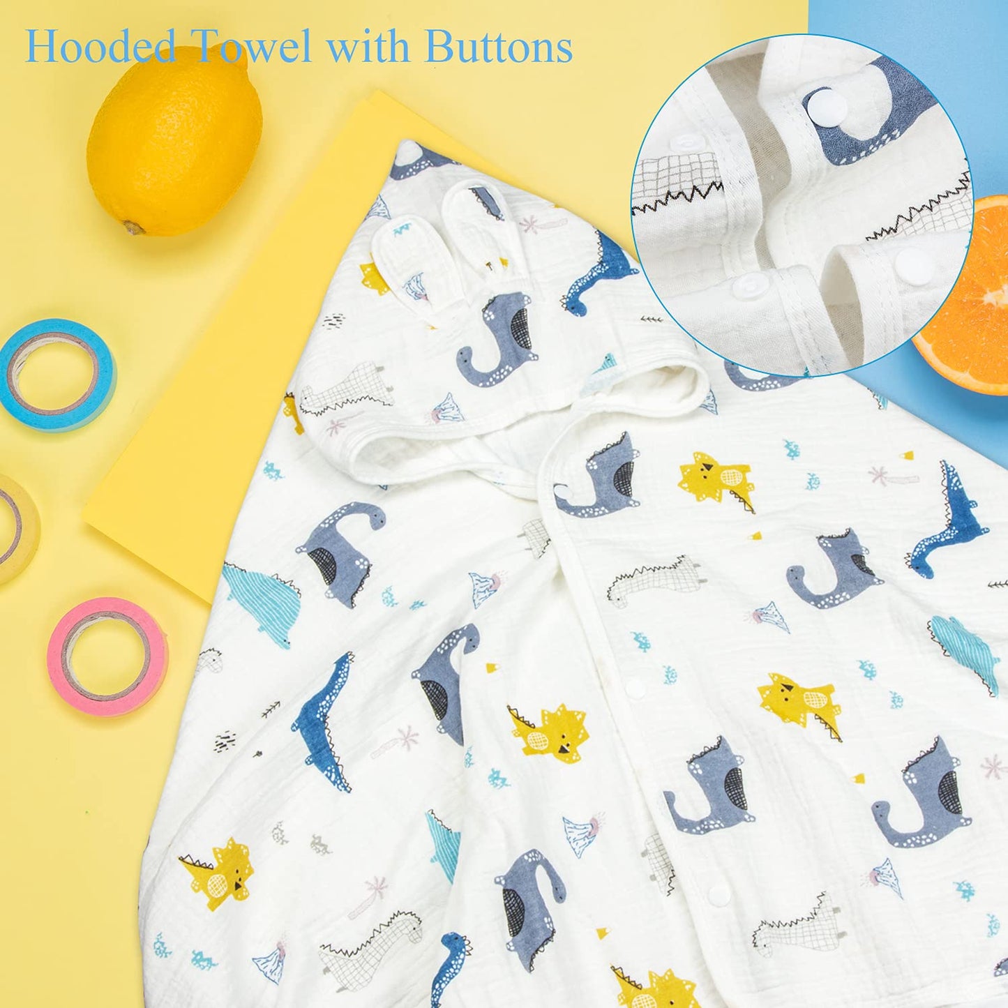 Hooded Towel Muslin Hooded Towel Made From Organic Cotton 6-Layer Cotton Bath Towel, Soft Bath Towels 27.5X55 Inches For Toddler