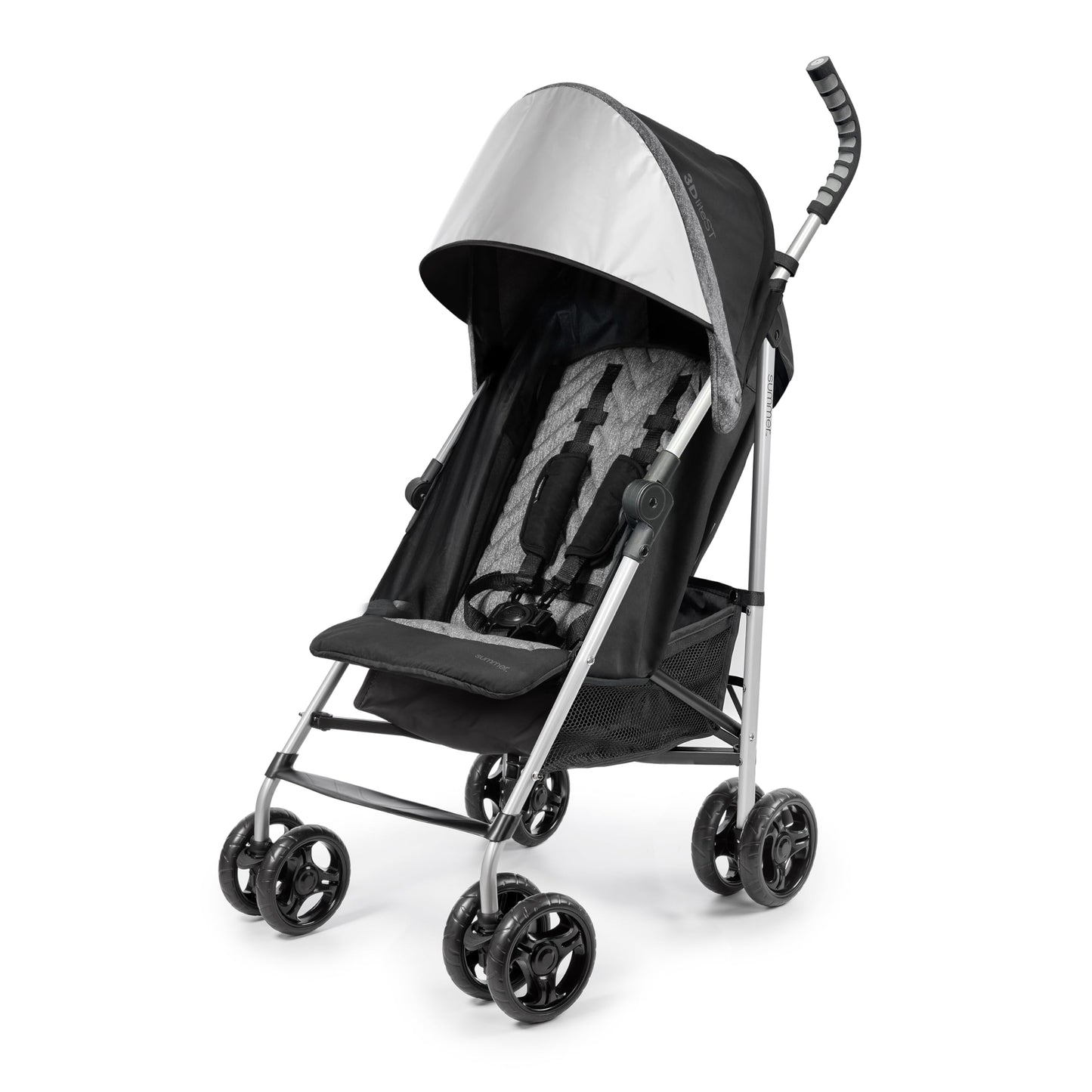 Summer Infant 3Dlite ST Convenience Stroller, Black & Gray - Lightweight Stroller with Steel Frame, Large Seat Area, Multi-Posit