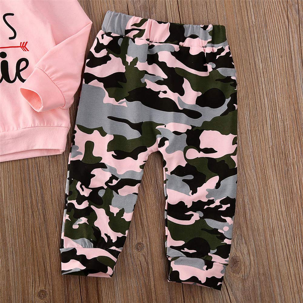 Fybitbo Toddler Baby Girl Fall Winter Clothes Mamas Bestie Hoodie Sweatshirt Tops & Camo Pants Outfits Clothing Sets (Pink Camo,