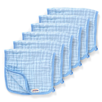 Maliton Baby Boy Muslin Burp Cloths 6 Pack Large 20x10 100% Cotton Burp Rags Absorbent and Soft 6 Layers Baby Spit Up Rags N