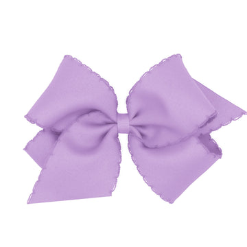 Wee Ones Girls Classic Grosgrain Moonstitch Edge Hair Bow, No-Slip Hair Clip, Handmade, Light Orchid, King