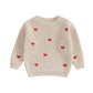 Toddler Baby Girl Boys Valentines Day Outifts Knit Sweater Long Sleeve Letter Love Heart Embroidery Pullover (Khaki-Love Heart,