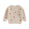 Baby Girl Cute Long Sleeve Crew Neck Love Embroidery Sweater Toddler Valentine Day Outfits (Beige Heart, 9-12 Months)