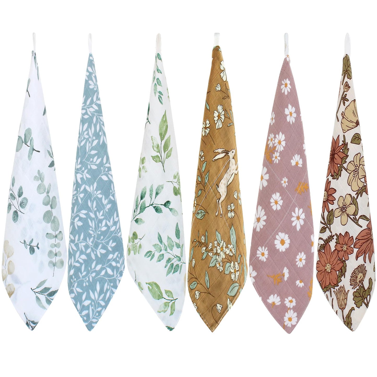 LifeTree Baby Muslin Washcloths, Soft 6 Pack Baby Wash Cloths Unisex for Boys Girls, 70% Viscose from Bamboo and 30% Cotton Bath