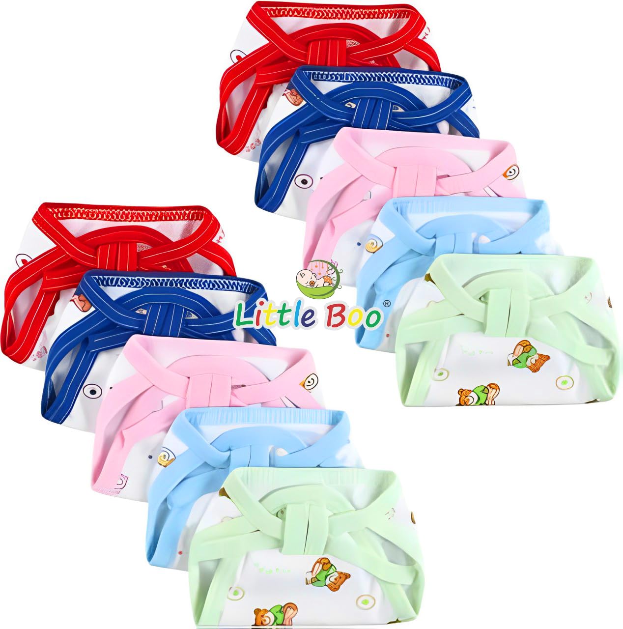 Little Boo New Born BabyS Cotton Cloth Diapers/Langot/Nappy U Shaped Washable And Reusable Nappies (Multicolour,06 Months) Pac