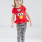 Sesame Street Elmo Big Bird Cookie Monster Toddler Girls T-Shirt And Leggings Outfit Set Red 2T