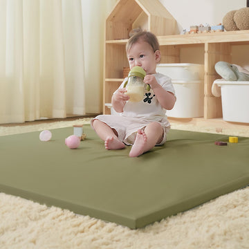 Joypony Vegan Leather Baby Play Mat, Wipe-Clean Play Mat for Floor, 50x50 in Thicken Foam Cushioned & Waterproof Playpen Mats fo