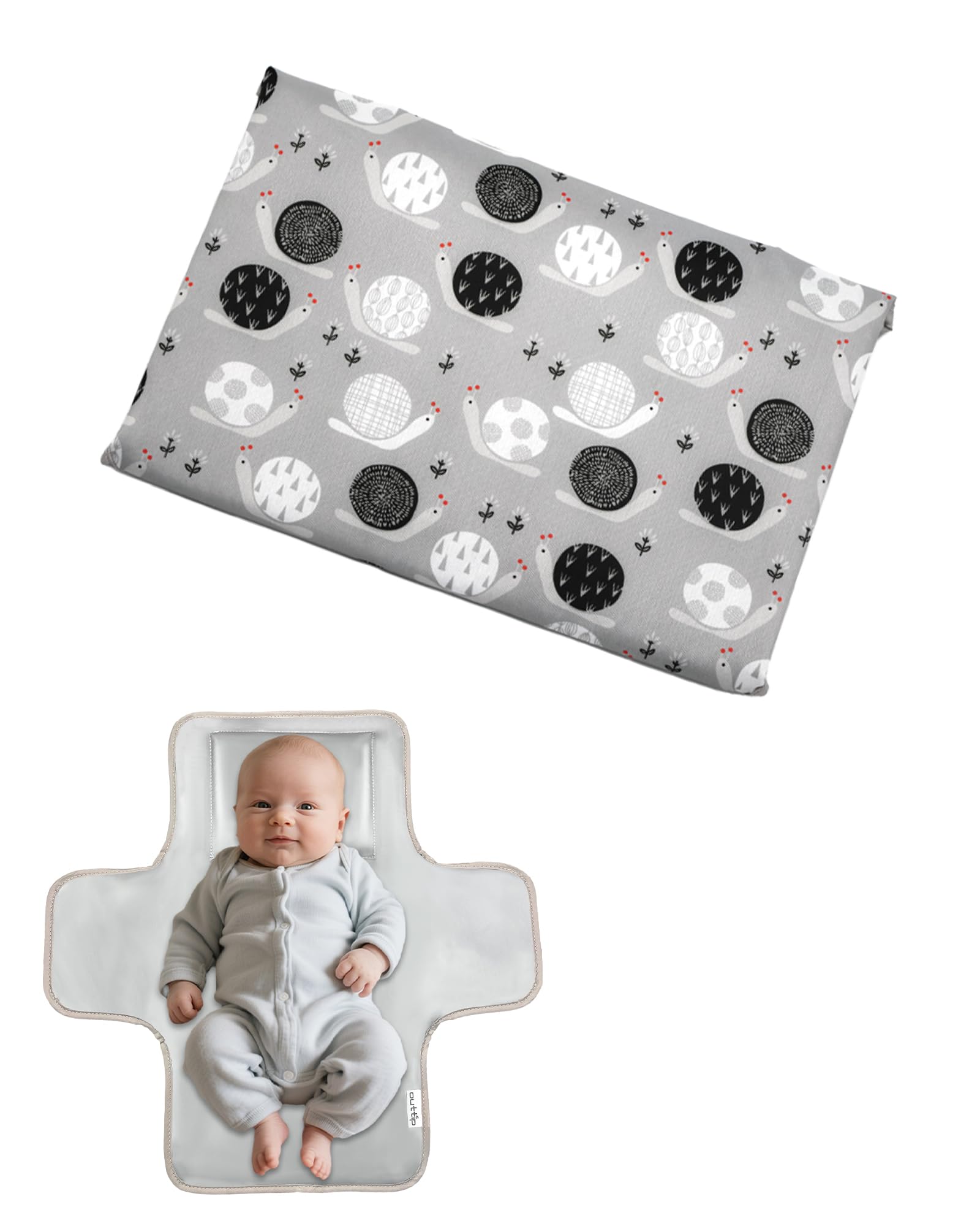 Cute Snail Portable Diaper Changing Mat,Waterproof Foldable Travel Changing Pad,On-The-Go Wipeable Reusable Changing Pad - Water
