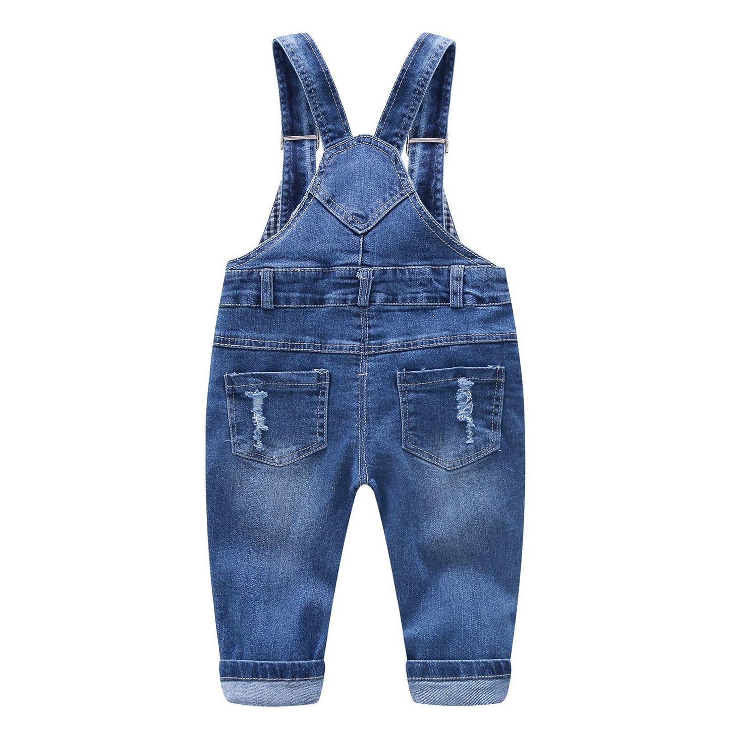 Kidscool Space Baby Boy Girl Jean Overalls,Toddler Ripped Denim Cute Workwear,Blue,18-24 Months