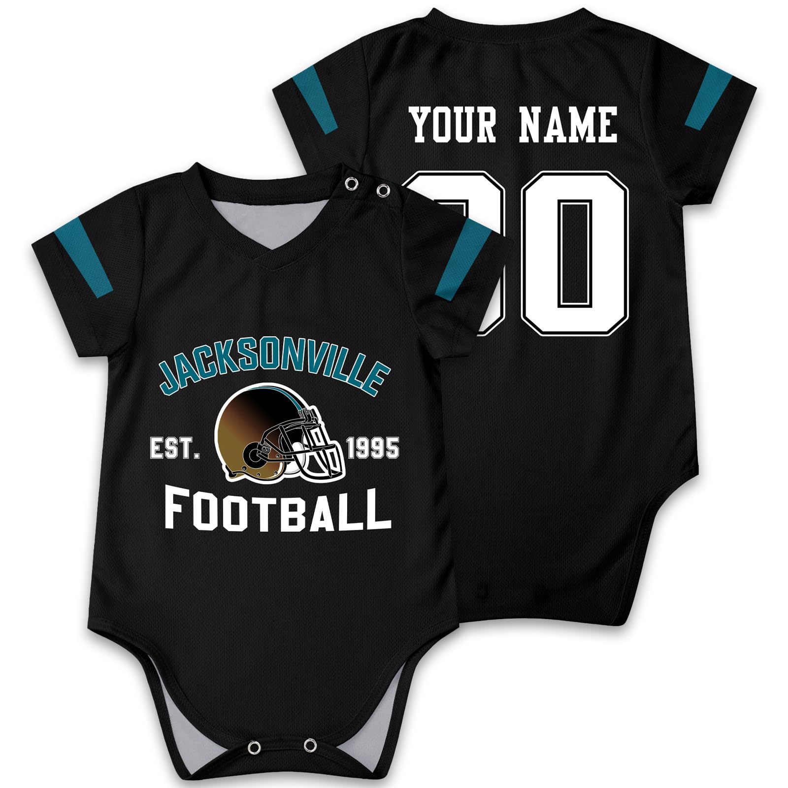 OAOANS Jacksonville Baby Clothes Custom Name Number Personalized Football Baby Jersey Clothing Newborn Toddler Apparel 0-24 Mont