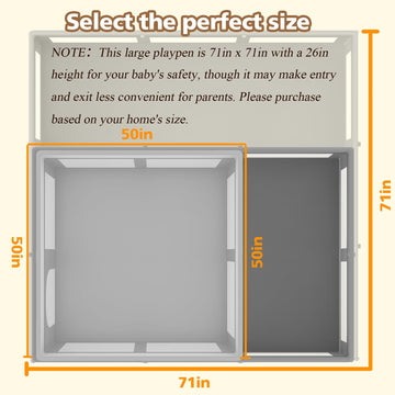 Foldable Large Baby Playpen 71'  71', Playard For Babies And Toddlers, Portable Safety Baby Fence Lightweight,No Installation,