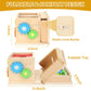 Kizfarm Wooden Montessori Baby Toys, 8-in-1 Wooden Play Kit Includes Object Permanent Box, Coin Box, Carrot Harvest, Shape Sorti