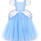 Tyhtym Cinderella Costumes Girl Dress Up Puffy Sleeves Pageant Party Halloween Fancy Ball Gown (2-3T, Blue)