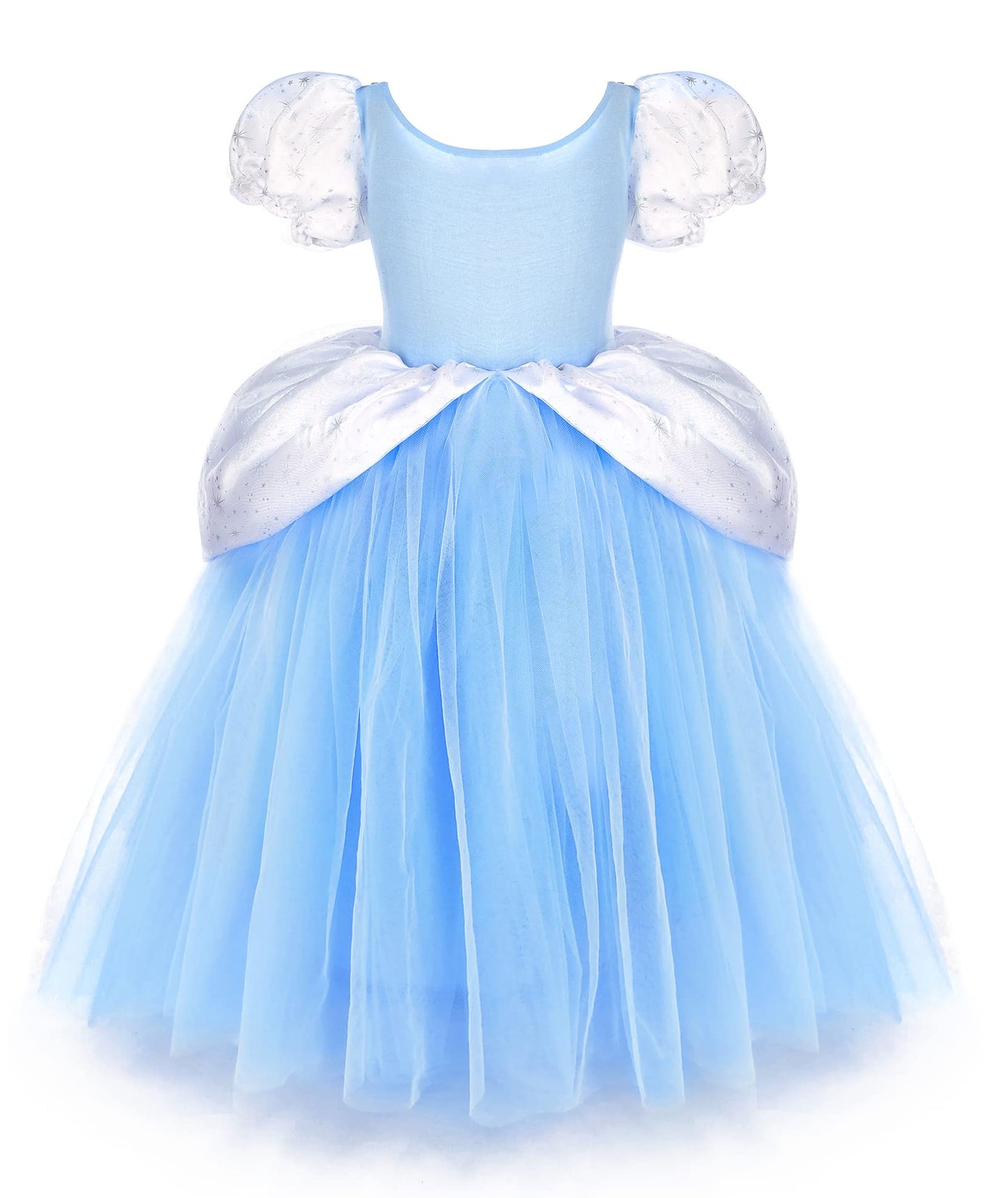 Tyhtym Cinderella Costumes Girl Dress Up Puffy Sleeves Pageant Party Halloween Fancy Ball Gown (6-7T, Blue)