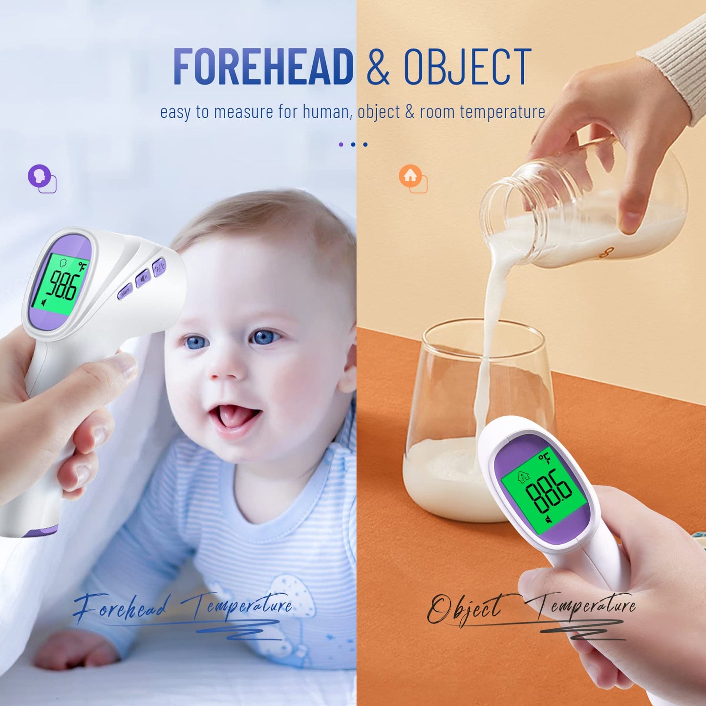 No-Touch Thermometer For Adults And Kids, Digital Thermometer With Fever Alarm, Fast Accurate Results, Easy For All Ages, Fsa El